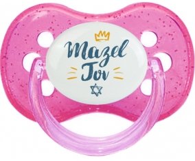 Judaisme : mazel tov hebrew design-2 : Rose à paillette Tétine embout cerise