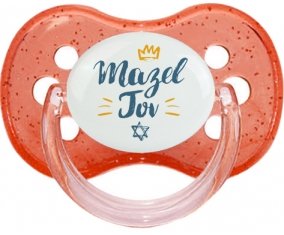 Judaisme : mazel tov hebrew design-2 : Rouge à paillette Tétine embout cerise