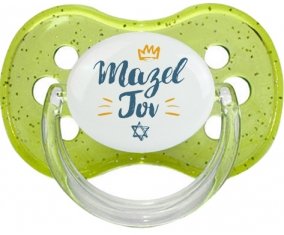 Judaisme : mazel tov hebrew design-2 : Vert à paillette Tétine embout cerise