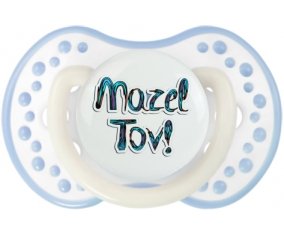 Judaisme : mazel tov hebrew design-3 : Blanc-cyan classique Tétine embout Lovi Dynamic