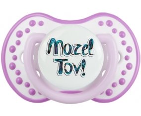 Judaisme : mazel tov hebrew design-3 : Blanc-mauve classique Tétine embout Lovi Dynamic