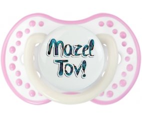 Judaisme : mazel tov hebrew design-3 : Blanc-rose phosphorescente Tétine embout Lovi Dynamic