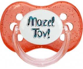 Judaisme : mazel tov hebrew design-3 : Rouge à paillette Tétine embout cerise