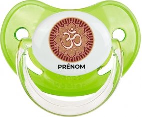 Om aum sanskrit design-1 avec prénom : Vert classique Tétine embout physiologique