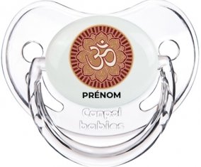 Om aum sanskrit design-1 avec prénom : Transparent classique Tétine embout physiologique