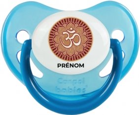 Om aum sanskrit design-1 avec prénom : Bleue phosphorescente Tétine embout physiologique