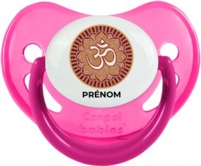 Om aum sanskrit design-1 avec prénom : Rose phosphorescente Tétine embout physiologique