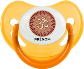 Om aum sanskrit design-1 avec prénom : Jaune phosphorescente Tétine embout physiologique