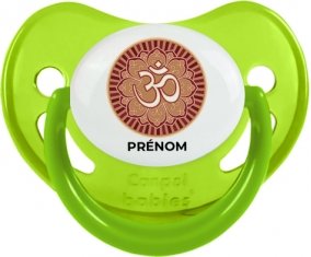 Om aum sanskrit design-1 avec prénom : Vert phosphorescente Tétine embout physiologique