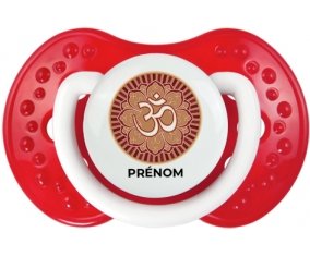 Om aum sanskrit design-1 avec prénom : Blanc-rouge classique Tétine embout Lovi Dynamic