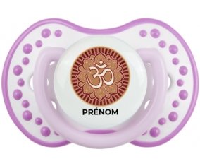 Om aum sanskrit design-1 avec prénom : Blanc-mauve classique Tétine embout Lovi Dynamic