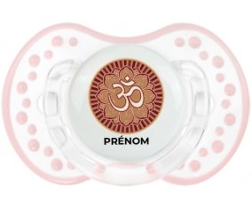 Om aum sanskrit design-1 avec prénom : Retro-blanc-rose-tendre classique Tétine embout Lovi Dynamic