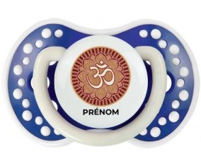 Om aum sanskrit design-1 avec prénom : Bleu-marine phosphorescente Tétine embout Lovi Dynamic