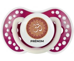 Om aum sanskrit design-1 avec prénom : Fuchsia phosphorescente Tétine embout Lovi Dynamic