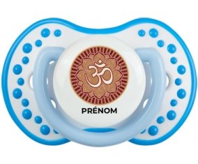 Om aum sanskrit design-1 avec prénom : Blanc-bleu phosphorescente Tétine embout Lovi Dynamic