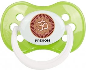 Om aum sanskrit design-1 avec prénom : Vert classique Tétine embout anatomique