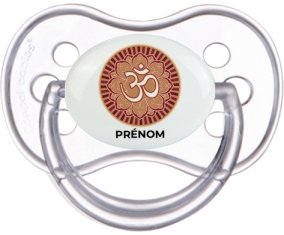 Om aum sanskrit design-1 avec prénom : Transparente classique Tétine embout anatomique