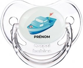 Jouet toys Bateau design-3 avec prénom : Transparent classique Tétine embout physiologique