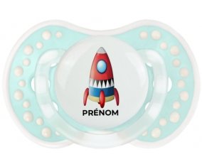 Jouet toys Fusée avec prénom : Retro-turquoise-lagon classique Tétine embout Lovi Dynamic