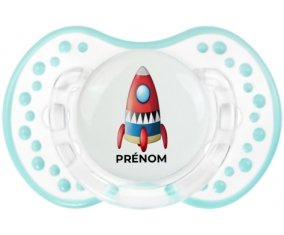 Jouet toys Fusée avec prénom : Retro-blanc-lagon classique Tétine embout Lovi Dynamic