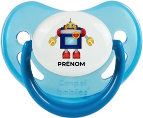 Jouet toys Robot avec prénom : Bleue phosphorescente Tétine embout physiologique