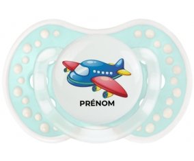 Jouet toys Avion design-1 avec prénom : Retro-turquoise-lagon classique Tétine embout Lovi Dynamic