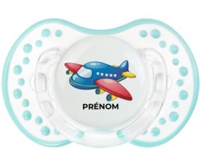 Jouet toys Avion design-1 avec prénom : Retro-blanc-lagon classique Tétine embout Lovi Dynamic