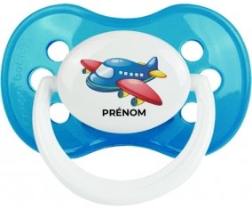 Jouet toys Avion design-1 avec prénom : Cyan classique Tétine embout anatomique