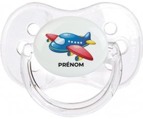 Jouet toys Avion design-1 avec prénom : Transparent classique Tétine embout cerise