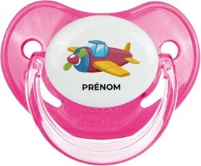 Jouet toys Avion design-3 avec prénom : Rose classique Tétine embout physiologique