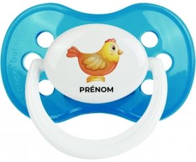 Jouet toys Poule avec prénom : Cyan classique Tétine embout anatomique