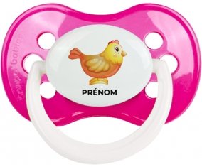 Jouet toys Poule avec prénom : Rose foncé classique Tétine embout anatomique