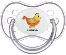 Jouet toys Poule avec prénom : Transparente classique Tétine embout anatomique