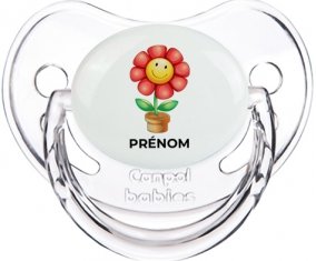 Jouet toys Fleur avec prénom : Transparent classique Tétine embout physiologique