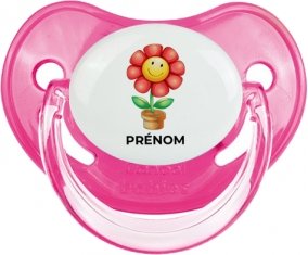 Jouet toys Fleur avec prénom : Rose classique Tétine embout physiologique