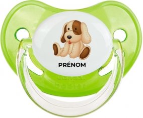 Jouet toys Chiot avec prénom : Vert classique Tétine embout physiologique