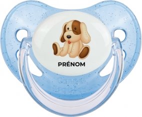 Jouet toys Chiot avec prénom : Bleue à paillette Tétine embout physiologique