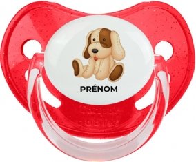 Jouet toys Chiot avec prénom : Rouge à paillette Tétine embout physiologique