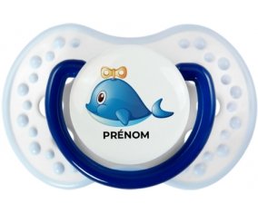 Jouet toys Dauphin avec prénom : Marine-blanc-bleu classique Tétine embout Lovi Dynamic