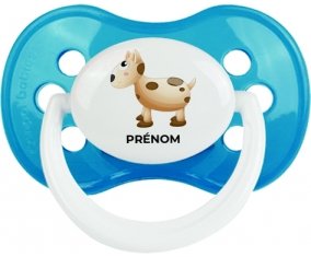 Jouet toys vache avec prénom : Cyan classique Tétine embout anatomique