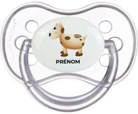 Jouet toys vache avec prénom : Transparente classique Tétine embout anatomique