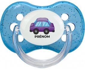 Jouet toys voiture violet design-2 avec prénom : Bleu à paillette Tétine embout cerise