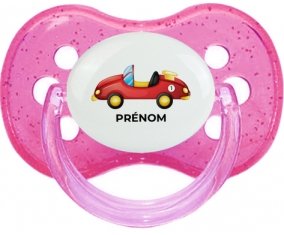 Jouet toys voiture de sport avec prénom : Rose à paillette Tétine embout cerise