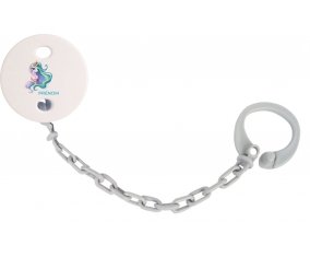 Attache-tétineMy Little Pony Princesse Célestia design-2 avec prénom couleur Grise