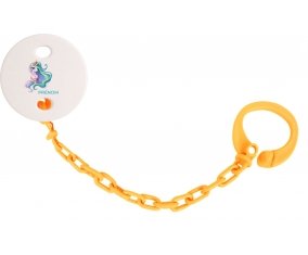 Attache-tétineMy Little Pony Princesse Célestia design-2 avec prénom couleur Orange