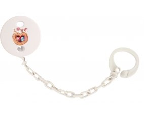 Attache-tétineAnimaux rigolos hiboux Love couleur Blanc