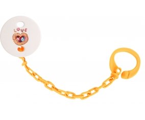 Attache-tétineAnimaux rigolos hiboux Love couleur Orange