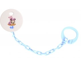 Attache-tétineDisney Minnie Numéro 1 anniversaire couleur Bleu ciel