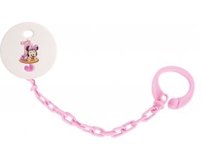 Attache-tétineDisney Minnie Numéro 1 anniversaire couleur Rose clair