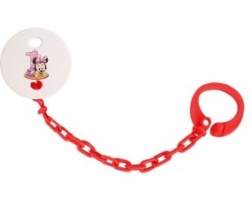 Attache-tétineDisney Minnie Numéro 1 anniversaire couleur Rouge